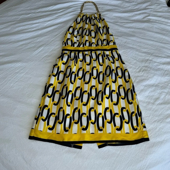 Milly Chain Link Halter Navy & Yellow Women’s Size 4 sheath dress backless  sexy - Picture 16 of 16